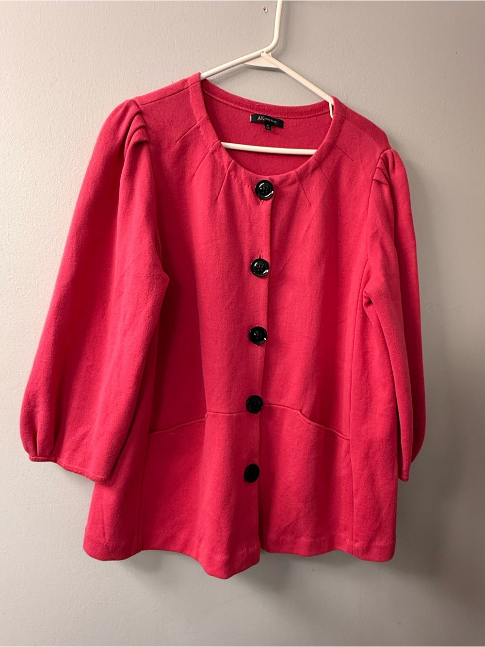 Anne Klein 100% Cotton Pink Knit Jacket Cardigan Coat Size 0X - Office to Casual